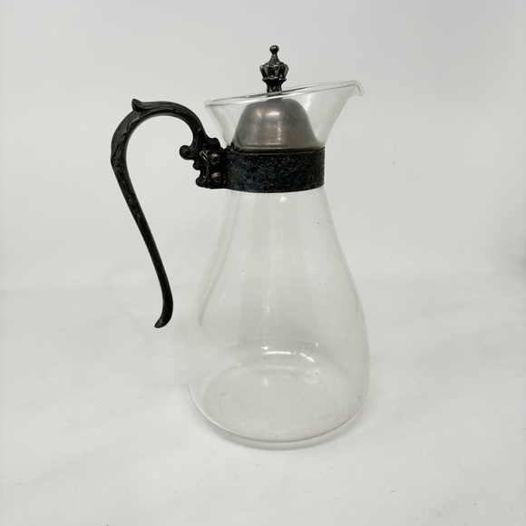 Vintage BLACKSTONE Silver Plated Glass Coffee Tea Carafe Victorian Style Gothic - Picture 1 of 11